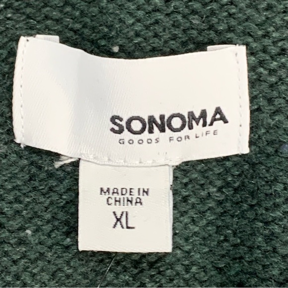 Sonoma~NWT~Men's‎ Quarter Zip Cotton Blend Hunter Green Pullover Sweater~Sz XL - Picture 13 of 15